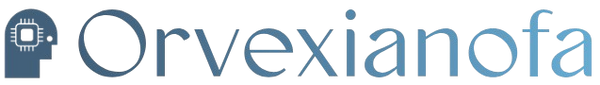 A blue stylized wordmark reading 'Orvexianofa' with a small computer chip icon inside a human head silhouette at the upper left, shown on a white background.